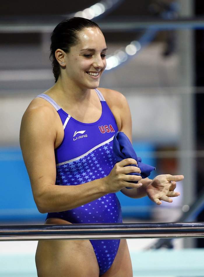 Christina Loukas (USA) during the women's 3m springboard semifinals during the London 2012 Olympic Games at Aquatics Centre.